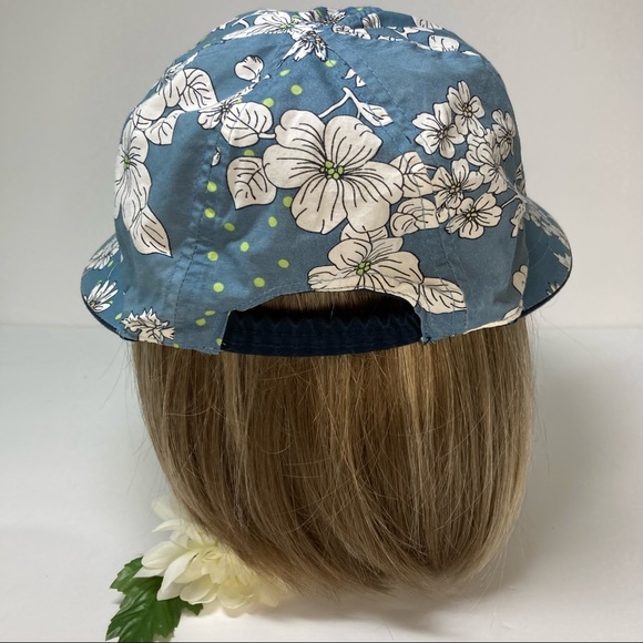 Reversible Sun Hat Wide Brim Navy Light Blue Floral NWOT - Picture 5 of 13
